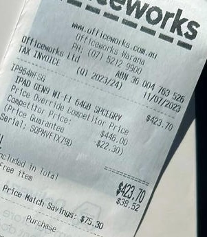 officeworks receipt